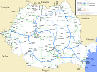 Carte de la Roumanie avec les chemins de fer