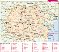 Carte de la Roumanie avec les départements