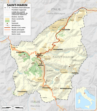 Grande carte Saint-Marin ville forêt parc