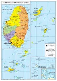 Grande carte Saint-Vincent-et-les-Grenadines ville route