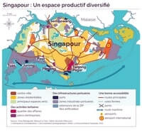 Carte Singapour centre ville zone résidentielle quartier affaires route