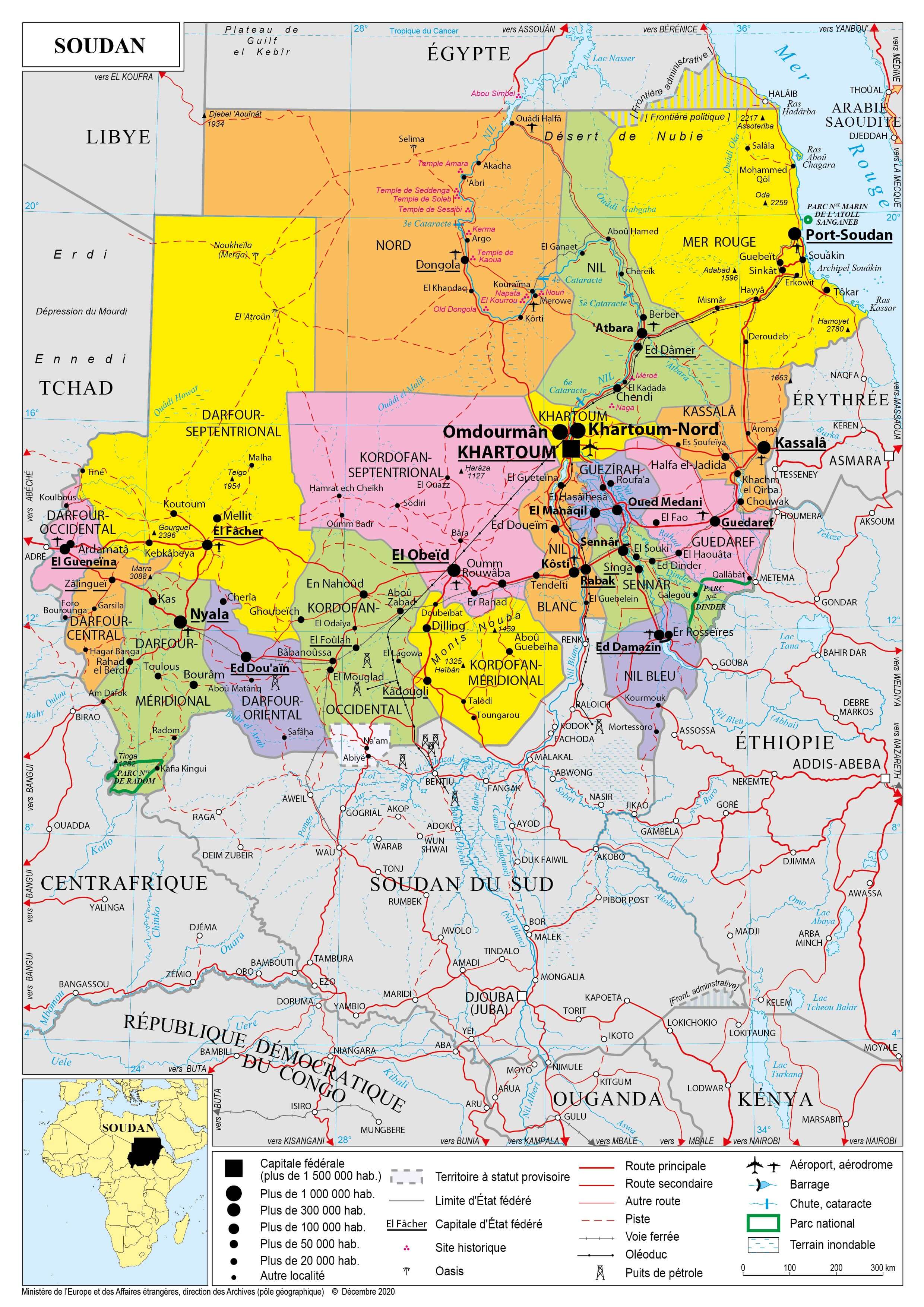 Carte du Soudan.
