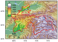 Carte relief altitude Tadjikistan