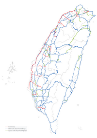 Carte routière de Taiwan avec les routes et les autoroutes