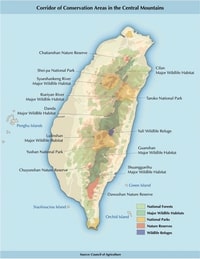 carte Taïwan forêts parcs nationaux réserves naturelles