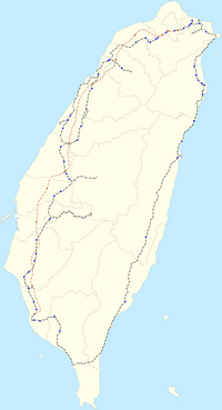 Carte de Taïwan avec les trains, le réseau ferroviaire et les gares