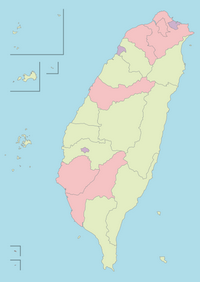 Carte de Taïwan vierge avec le découpage administratif