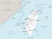 carte Taïwan villes et les rivières