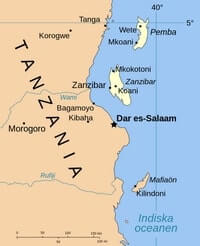 Carte Tanzanie archipel Zanzibar ville