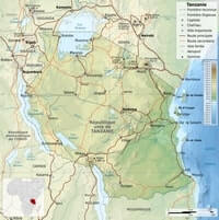 Carte Tanzanie frontière route ville relief altitude
