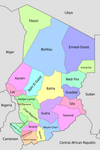 carte Tchad région couleur