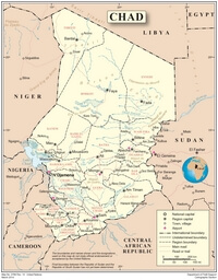 carte Tchad région ville village route