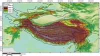 carte Tibet relief altitude plateau tibétain annotations