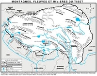 carte Tibet chaînes montagne sommets montagneux lacs rivières