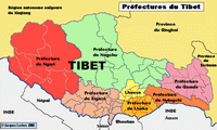 carte Tibet préfectures