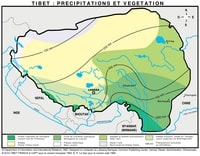 Carte du Tibet avec le type de forêt, le type de sol et les précipitations annuelles