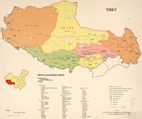 Grande carte du Tibet avec les provinces, les villes et les routes