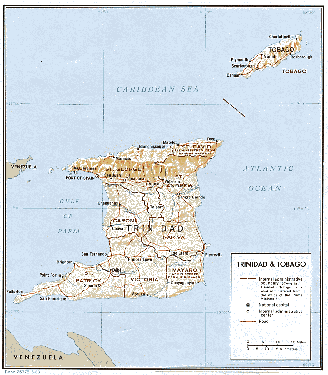 Carte de la Trinité-et-Tobago.