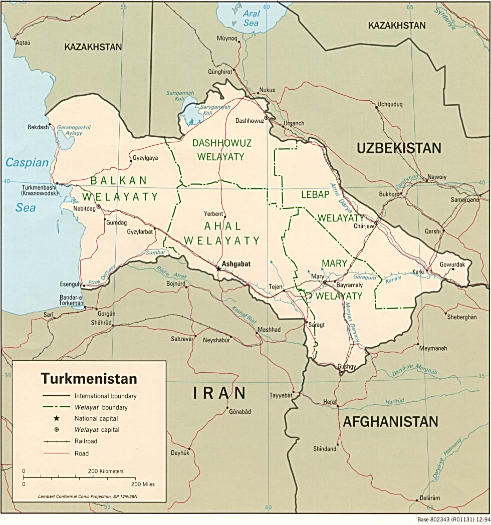 Carte du Turkménistan.