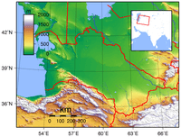 carte relief altitude Turkménistan