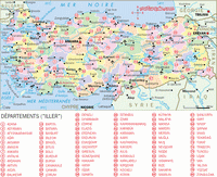 Carte de la Turquie avec les départements (iller)