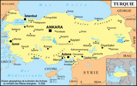 carte Turquie simple capitale villes lacs