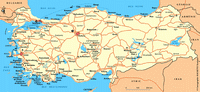 Carte de la Turquie avec les villes, les routes et les aéroports