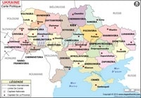 Carte politique de l'Ukraine avec les villes et les régions