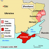 Carte de l'Ukraine avec la Crimée et le Donbass