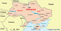 Carte de l'Ukraine avec les villes et les fleuves