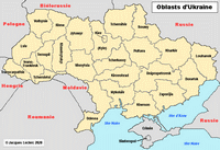 Carte de l'Ukraine avec les régions (oblasts)