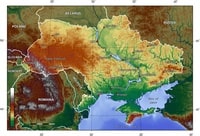 Carte de l'Ukraine avec le relief et l'altitude
