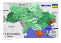 Grande carte de l'Ukraine avec la densité de population et son évolution