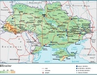 carte Ukraine relief altitude routes voies ferrées