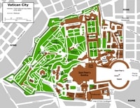 carte Vatican anglais bâtiments espaces verts