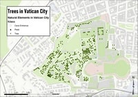 carte Vatican arbres point culminant entrée des caves