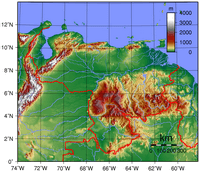 carte relief altitude Venezuela