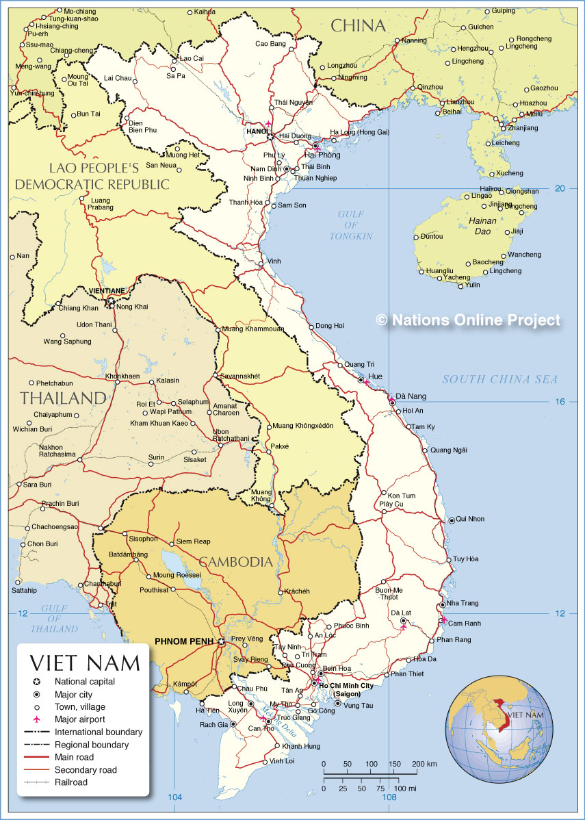 Carte du Vietnam avec les villes