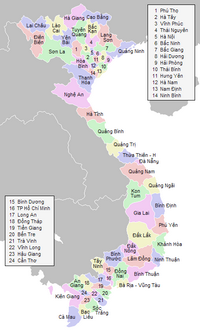 Carte du Vietnam avec les provinces