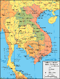 Carte du Vietnam avec les routes principales, secondaires, les rivières et les villes