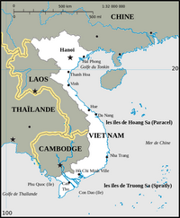Carte du Vietnam avec les villes, la capitale Hanoi et les îles
