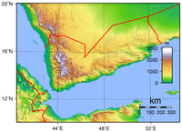 Carte relief Yémen altitude