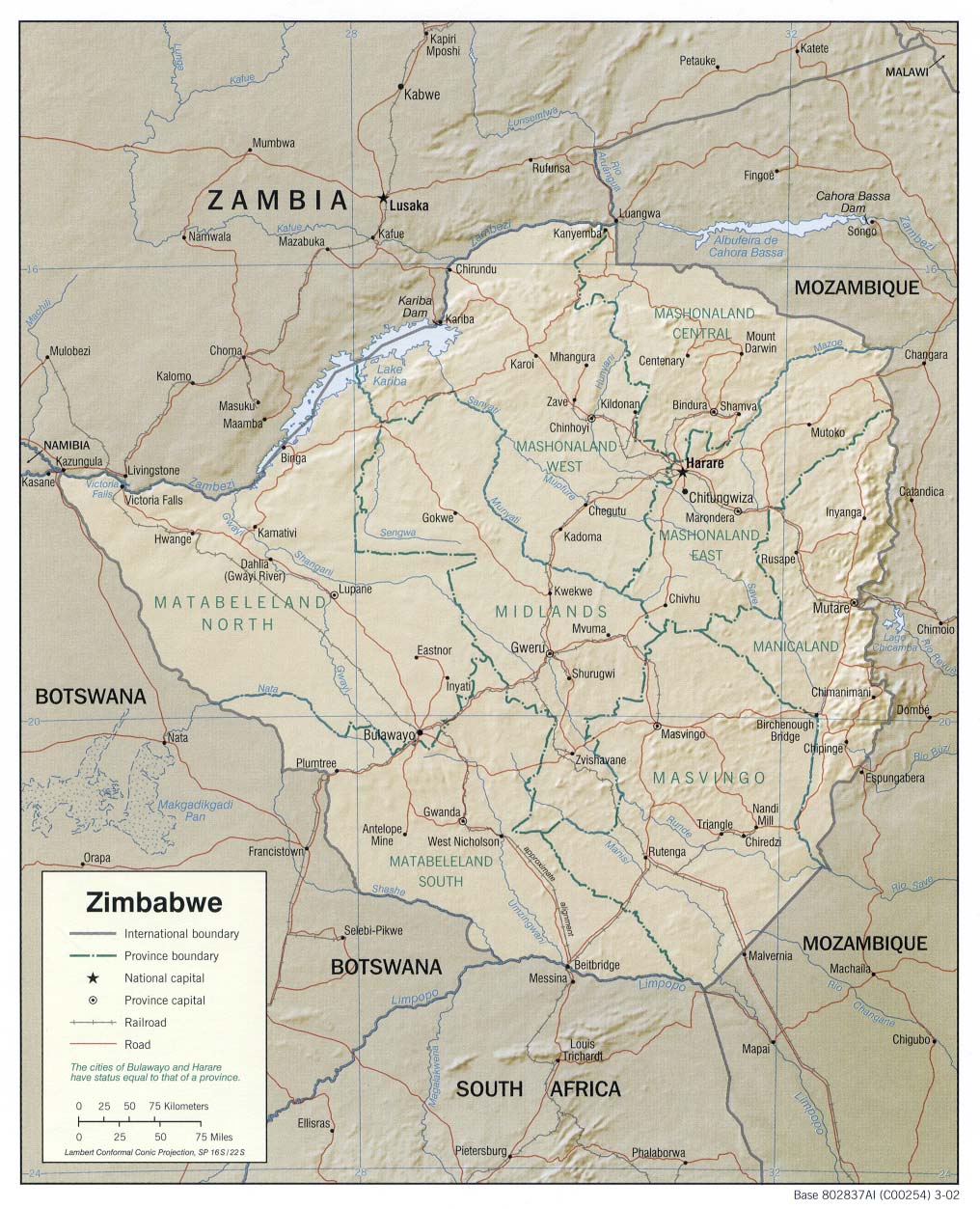 carte Zimbabwe