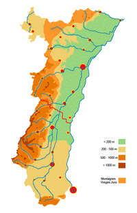 carte Alsace relief altitude