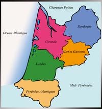 Carte de l'Aquitaine avec les départements