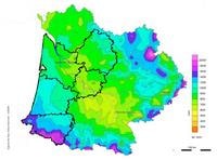 carte Aquitaine pluviométrie en millimètre