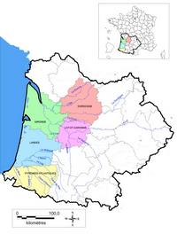 Carte de l'Aquitaine avec les rivières