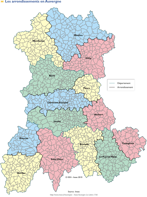 carte de l'auvergne