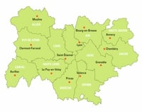 Carte Auvergne-Rhône-Alpes départements chefs-lieux