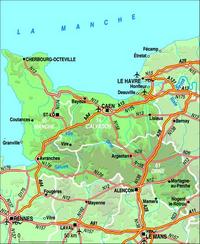 carte Basse-Normandie autoroutes nationales aéroports